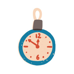 Retro bauble, New Year decoration, old Christmas tree ball. Clock with chimes counting minutes for incoming New Year.