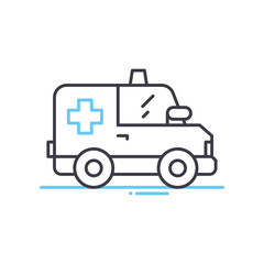 ambulance line icon, outline symbol, vector illustration, concept sign