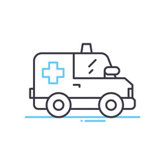 Fototapeta premium ambulance line icon, outline symbol, vector illustration, concept sign