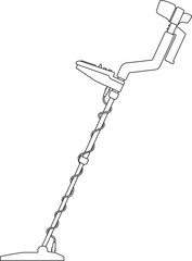 Fototapeta premium Modern metal detector, metal probe. Metal detector for jewellery, treasure hunt sketch drawing, contour lines drawn magnetic detector