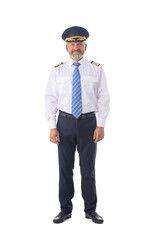 Airline pilot isolated on white