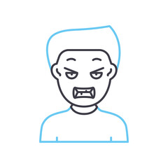 angry line icon, outline symbol, vector illustration, concept sign