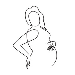 Pregnant woman line art. Woman silhouette. Vector illustration