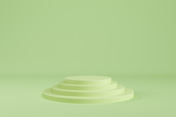 Abstract minimal pastel background. Light yellow cylindrical pedestal for display product