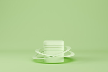 Abstract minimal pastel background. Light yellow box pedestal with geometrical shape for display product