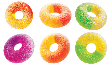 ring jelly candy. Sugar coating. Isolated on background. circle jelly candy. 3d illustration