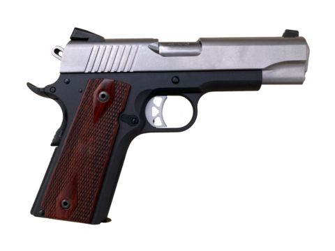 Classic .45 ACP handgun with the background removed. This classic handgun was used through WWI and WW II by the US Government for all of the armed services.