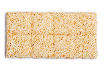 Kozinaki with sesame on white background isolation, top view