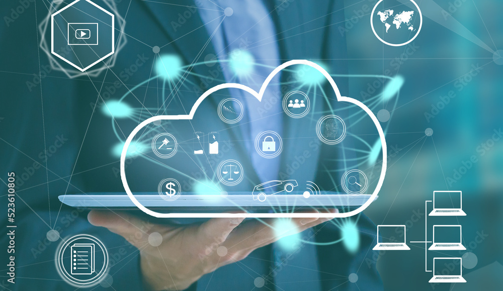 Poster cloud technology and networking concept.