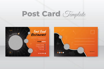 Delicious and restaurant food postcard design template Restaurant Food Menu EDDM with gradient color