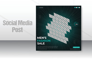 Men's fashion sale social media post design template, modern and stylish fashion sale web banner.
