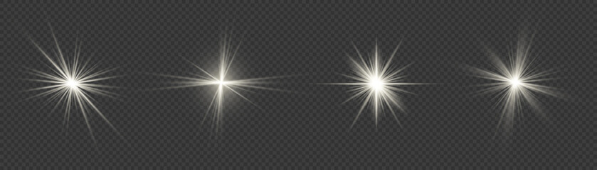 Glowing white lights, star sparkl, sun light lens