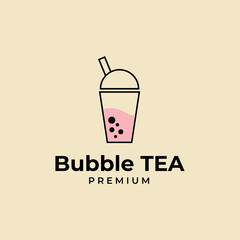 Bubble tea cup logo vector design template