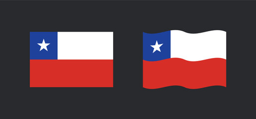 Flag of chile waving variants. Chilean national symbol vector icon.