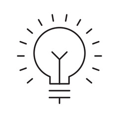 Light bulb icon. Electric lamp linear pictogram. Symbol of idea and creativity. Editable lines.