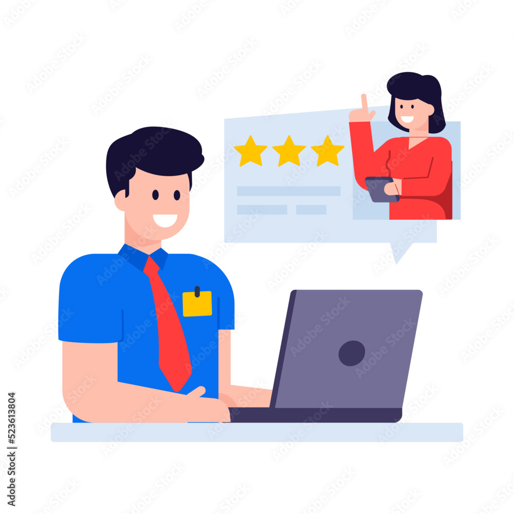 Sticker a trendy flat illustration of customer reviews