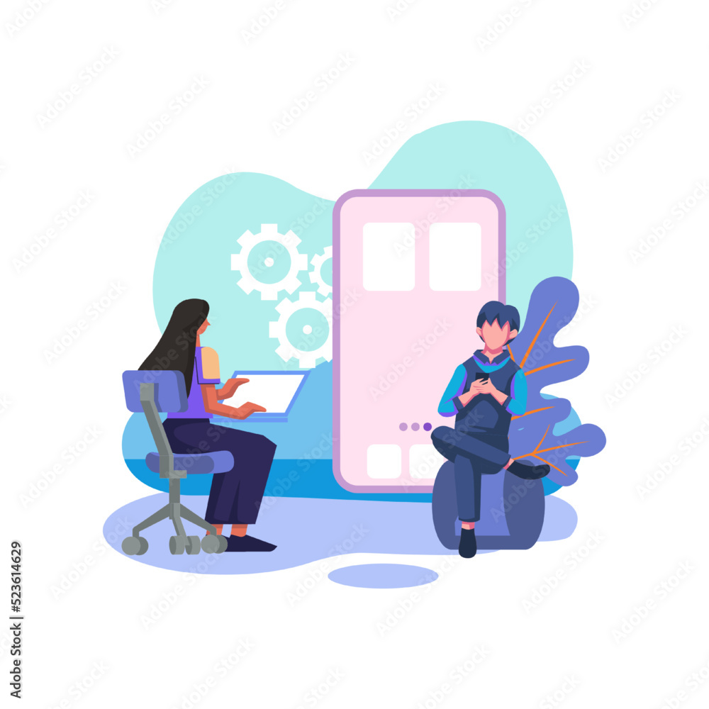 Poster react native mobile app flat style illustration design
