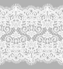 Seamless Vector Hand Drawn White Lace Ribbon