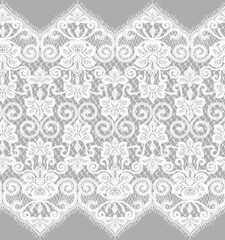 Seamless Vector Hand Drawn White Lace Ribbon