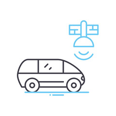 autonomous car line icon, outline symbol, vector illustration, concept sign