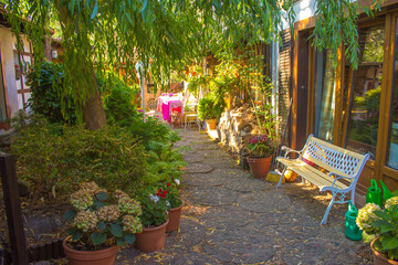narrow charming street of a small European town