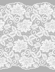 Seamless Vector Hand Drawn White Lace Ribbon