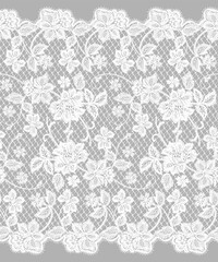 Seamless Vector Hand Drawn White Lace Ribbon