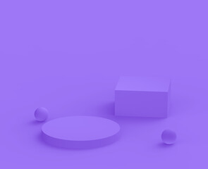 Abstract 3d purple violet platform minimal studio background.