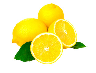 Fresh lemons on White