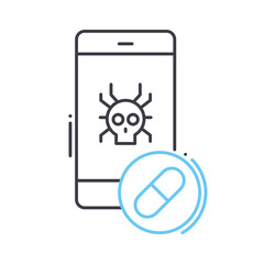 antivirus line icon, outline symbol, vector illustration, concept sign