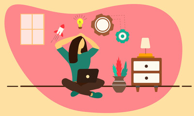 women with laptop having new ideas 