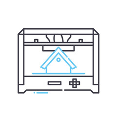 3D printed architecture line icon, outline symbol, vector illustration, concept sign