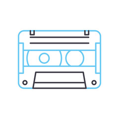 audio cassette line icon, outline symbol, vector illustration, concept sign