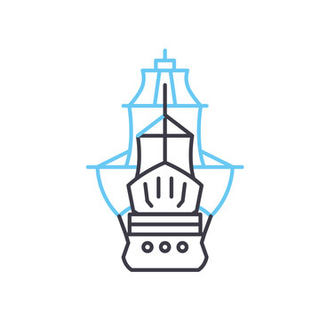 recommend clip art: battleship line icon, outline symbol, vector illustration, concept sign