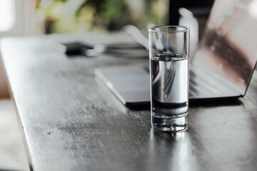 glass of water on table