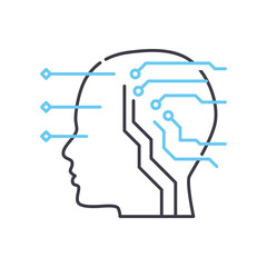 artificial intelligence line icon, outline symbol, vector illustration, concept sign