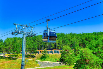 Gold Gondola in operations during summer day at Zlatibor, Serbia.