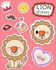 lion cute set for sticker , postcard , invitation , vector, illustration for kids