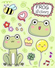 frog cute set for sticker , postcard , invitation , vector, illustration for kids