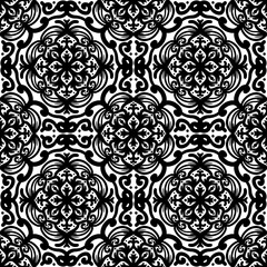 Retro geometric pattern in repeat. Fabric print. Damask style Seamless pattern background, mosaic ornament, vintage style. Design for prints on fabrics