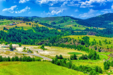 Fototapeta na wymiar Mountain landscape during summer day at Zlatibor, Serbia.