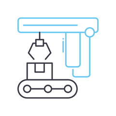 autonomous manufactoring line icon, outline symbol, vector illustration, concept sign