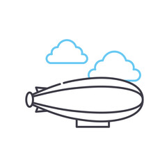 airship exploration line icon, outline symbol, vector illustration, concept sign