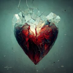 a broken heart as an illustration - obrazy, fototapety, plakaty