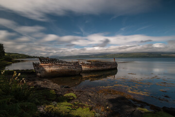 Fototapeta na wymiar Ship Wreck at Salen Beach - Isle of Mull, Inner Hebrides, Scotland, United Kingdom