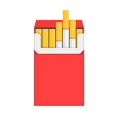 Red pack of cigarettes isolated on a white background. Vector illustration.