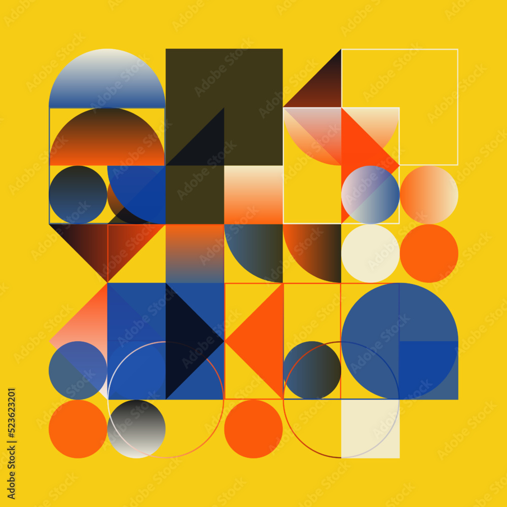 Poster bauhaus aesthetics graphics art made vector geometric shapes and abstract forms
