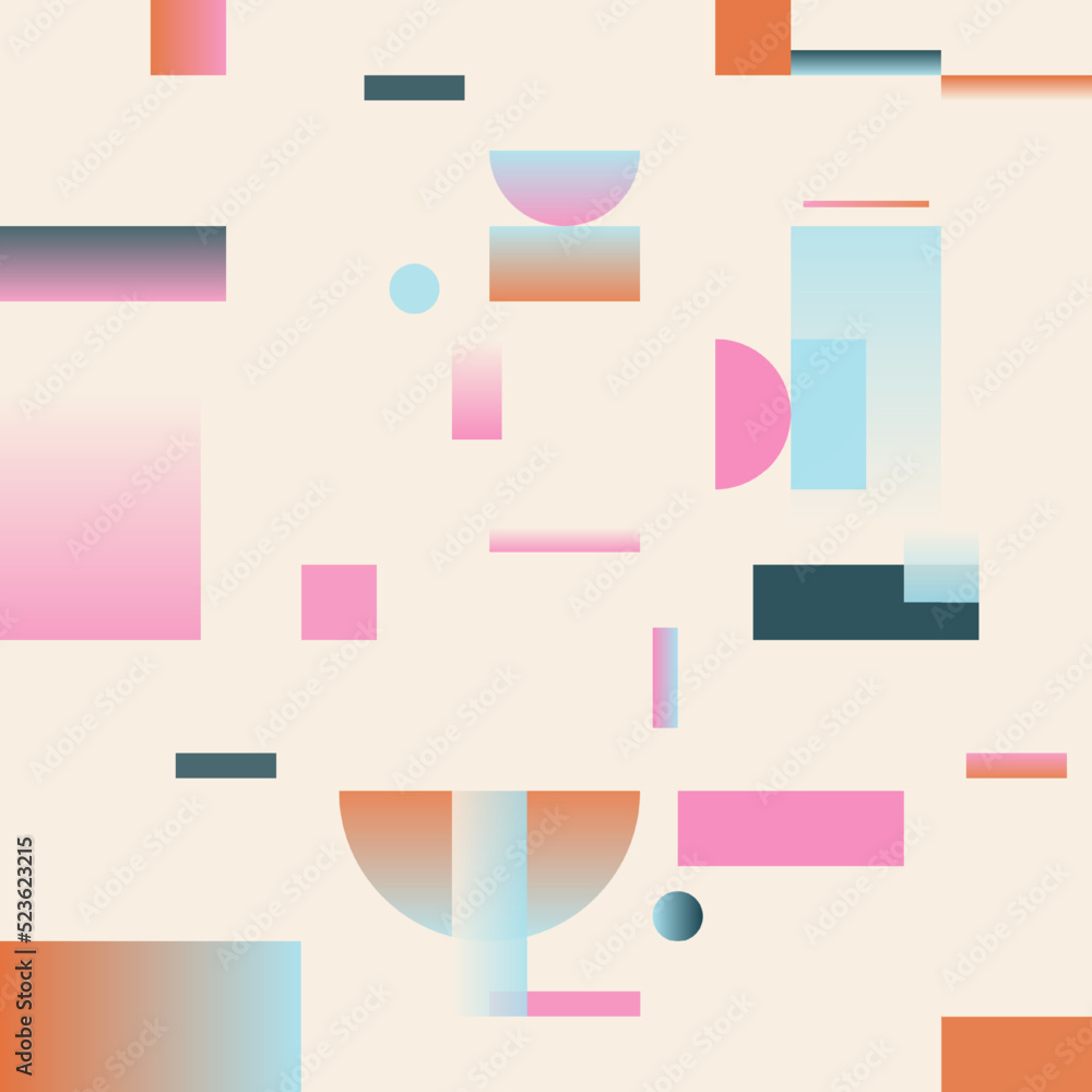 Poster mid-century inspired graphic pattern art made with abstract vector geometric shapes and elements