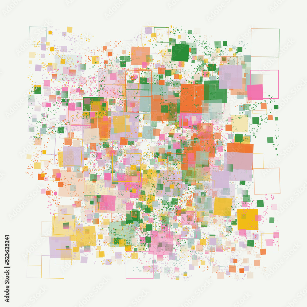 Poster abstract vector graphics made with generative art approach using geometric shapes
