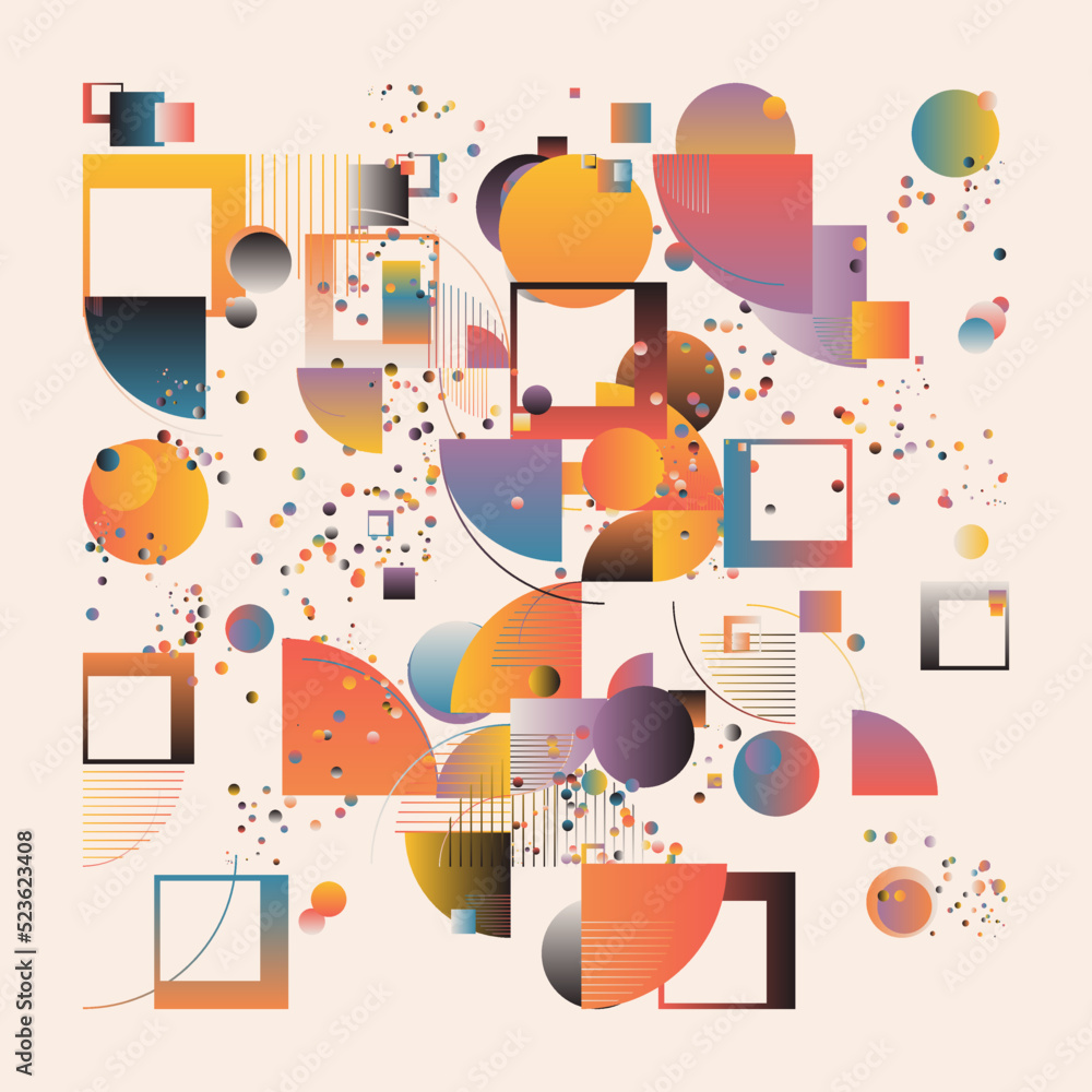 Poster futuristic abstract geometric vector graphics background made with color gradient and minimalist geo